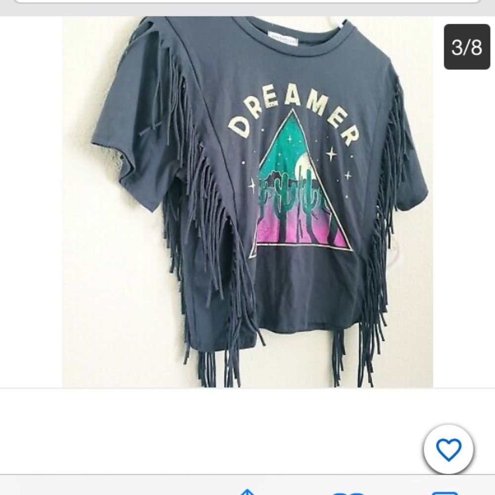 Moon child dreamer fringe crop tee